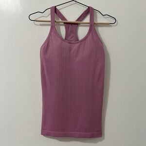 Lululemon Ebb to Street Tank Top Pink Ribbed Racerback Shelf Bra Size 6